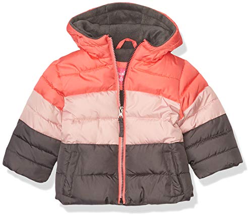 Pink Platinum Baby Girls' Puffer Jacket, Charcoal, 24M
