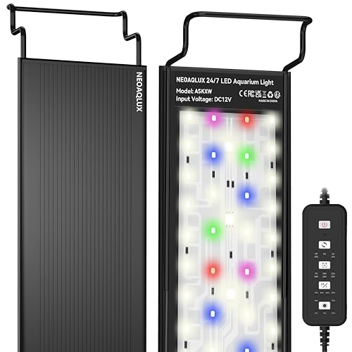 Image of 24 /7 LED Aquarium Light for 18-24 Inch Plant & Fish Tank, 12-Color & Gradient & Full Spectrum with Auto On /Off, Brightness, Sunrise-Daylight-Moonlight, Extendable Brackets for Freshwater IP68