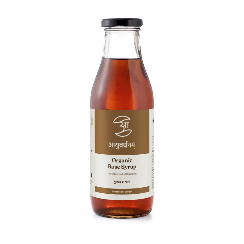 Aayuvardhanam - Organic Rose Syrup (650gm) | Good Damask Roses | Perfect for Beverages, Mocktails and Desserts | Healthy & Refreshing Drink | Zero Added Artificial Flavour | Refreshing Instant Ready Drink with Milk,Water (B0CQ84LF85) Amazon Price History, Amazon Price Tracker