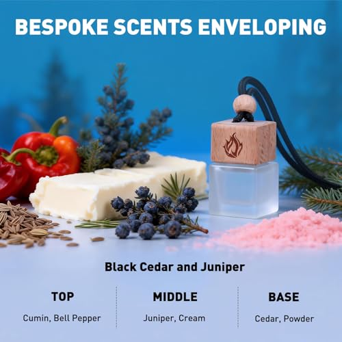 Image of Car Air Freshener Hanging 2 Pack, Black Cedar and Juniper Essential Oil Air Diffuser, Long Lasting Car Scent Fragrance, Car Accessories for Women Men