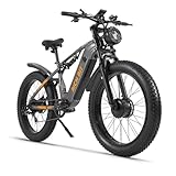 cysum Vélo électrique pour Adultes, Double Moteur, Batterie 48 V 20 Ah, autonomie de 80 km, Suspension intégrale, Freins à Disque hydrauliques, 26 * 4.0 Fat E Bike
