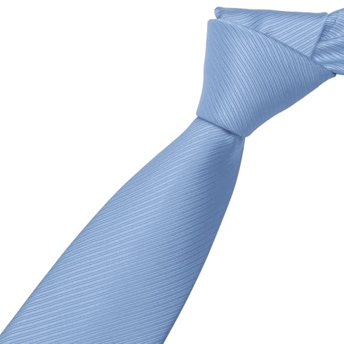 Image of KOOELLE Men's Ties Solid Pure Color Plain Formal Light Blue Ties For Men