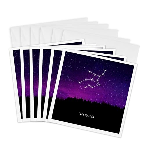 Cartes de vœux constellation Vierge : lot de 6 cartes carrées pour message d'anniversaire