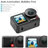 AMAZEAR (6 sztuk folii ochronnej na wyświetlacz do DJI Osmo Action5 Pro, zawiera 2 soczewki silikonowe osłony, folia ochronna z hartowanego szkła do akcesoriów DJI Action 5 Pro, Ultra HD, twardość 9H