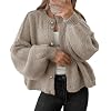 Saodimallsu Womens Oversized Cardigans Button Up Long Lantern Sleeve Chunky Knit Casual Soft Fall Sweater Coats
