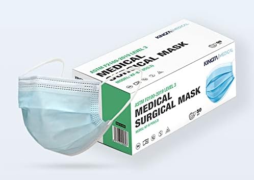 [10 Pack] Kingfa 50pcs Medical Grade ASTM Level 3 Disposable Face Mask 3 Ply w/Earloop - 500 pcs