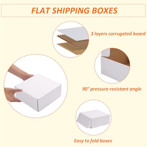 Image of HORLIMER 9x9x4 inches Shipping Boxes Set of 25, White Corrugated Cardboard Box Literature Mailer