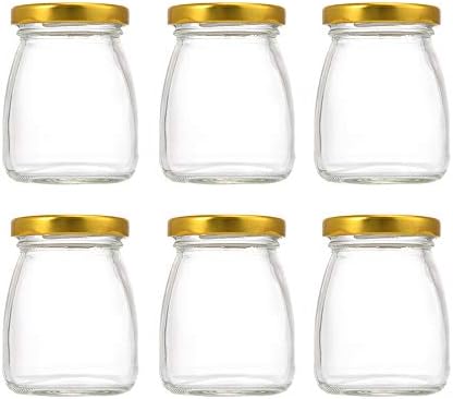 Danmu Art 6pcs 100ml Clear Glass Bottles with Pretty White Lids Small Glass Jars Mini Milk Bottles for Yogurt Pudding