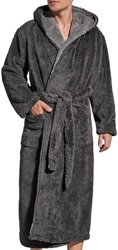 SlumberMee Mens Fleece Plush Robe with Hood Ultra Soft Fluffy Ful...