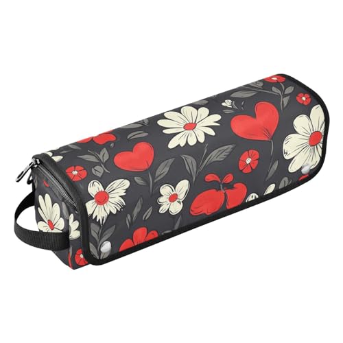 Organizer 2 in 1 per strumenti per capelli con cuscinetto resistente al calore organizer per per per ferro arricciacapelli asciugacapelli piatto fiori romantici rossi e