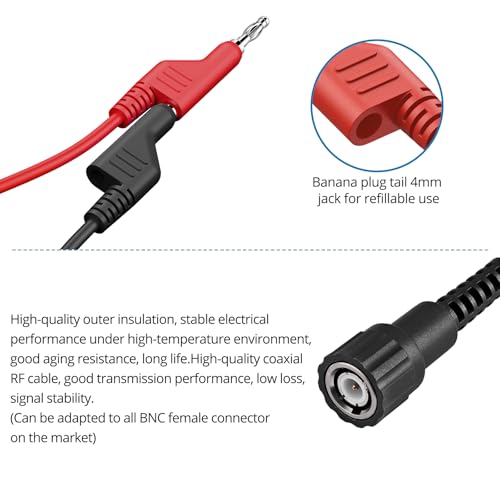 Image of AUTOUTLET BNC to Banana Plug Adapter Test Lead, Heavy Duty Oscilloscope Cable with Stackable 4mm Banana Plugs, 5A 500V, for Signal Generators & Auto Measurement Work