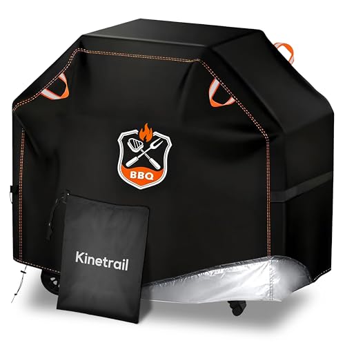 Kinetrail Grill Cover, Universal 58" BBQ Grill Cover for Outdoor Grill, Waterproof, Weather Resistant, Fade Resistant Gas Grill Cover with Adjustable Double Straps for Weber, Char-broil, Nexgrill, etc