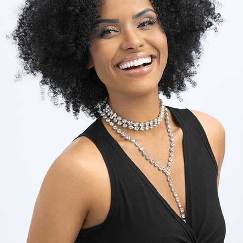 ELABEST Long Rhinestone Necklace Layered Y Necklaces Crystal Choker Necklace Dainty Wedding Bridal Bridesmaid Jewelry for Women3