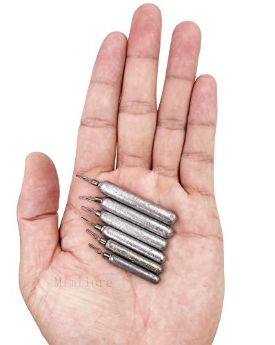 Mimilure Pencil Drop Shot Weights Pure Lead Fishing Sinkers Weights Set w/Fishing Tackle Box,3/17-3/5oz,30PCS/Box