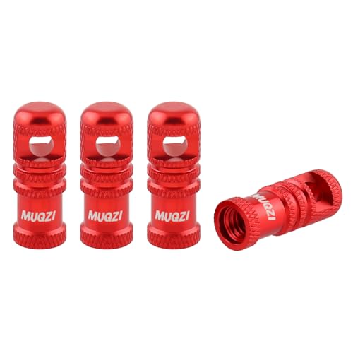 Mountain Bike Tire Presta Valve Stem Caps with Valve Core Removing Function Tool, Red