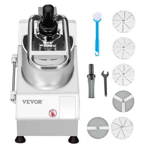 VEVOR Robot culinaire multifonction, 2 trous d'alimentation, hachoir à légumes en acier inoxydable de qualité alimentaire, 750 W, avec 6 lames détachables,...