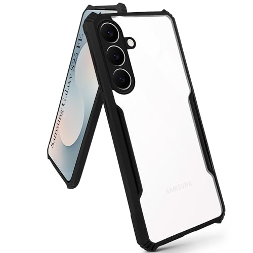 Image of Jkobi Hybrid Back Cover Case for Samsung Galaxy S25 FE (Shockproof with Polycarbonate Clear Panel | Professional Black)