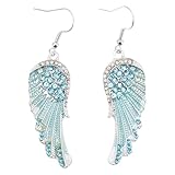 ibasenice Pendientes Colgantes de Alas de Ángel para Mujer 1 Par Gemas de Imitación Azules Ligeros y Cómodos Ideales para Fiestas y Uso Diario