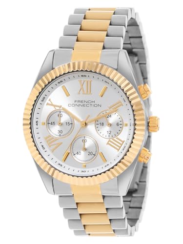 Image of French Connection Chronograph Sliver Round Dial Stainless Steel Strap Casual Premium Sunray Feature Wrist Watch for Women - FCM06STM