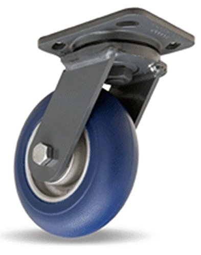 6" x 2" Hamilton (S-WH-62AYB) Swivel Plate Caster, Polylast on Aluminum Wheel