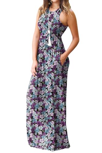 Image of DEARCASE Women's Sleeveless Summer Maxi Dress with Pockets,Beach,Vacation