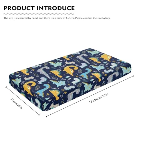 Image of Cute Dinosaurs Baby Crib Sheets for Boys Girls Navy Blue Fitted Crib Sheet for Standard Crib and Toddler Mattress Colorful Baby Mattress Sheets Toddler Bed Sheet 52x28x8 in