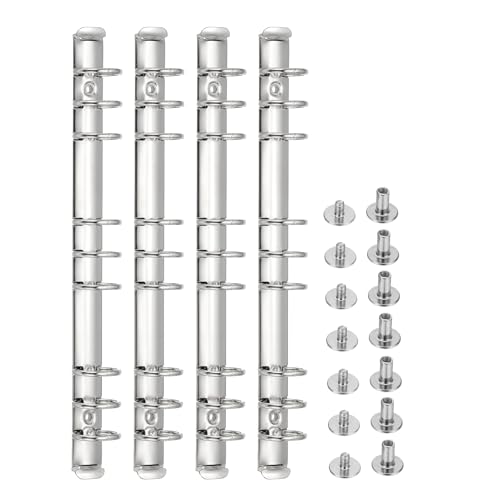 PATIKIL B5 9-Loch Ringbuchmechanismen, 4er Set Ringbuchrücken Ersatz für Ringbuchplaner, 2,5 cm, Silberton