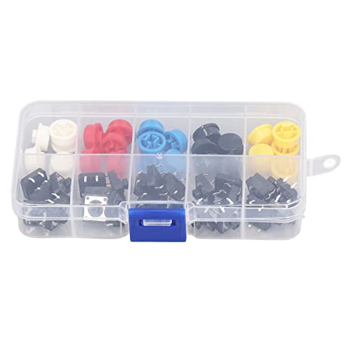 FTVOGUE Interruptor de Tacto Redondo, Interruptor de Botón Táctil de Tacto de 25 Pcs 12x12x7.3 Mm 4 Pines Momentario SMD PCB Reducion