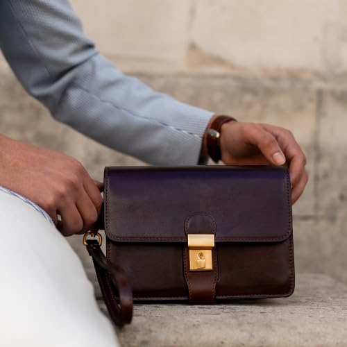 Image of Time Resistance Leather Clutch - Men's Organizer Wrist Bag - Briefcase Handmade in Italy