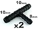 Produktbild Schlauchverbinder Kunststoff T-Stück x2 - Außendurchmesser 8mm / 2x 10mm Für Schläuchen -KOSTENLOSER VERSAND!