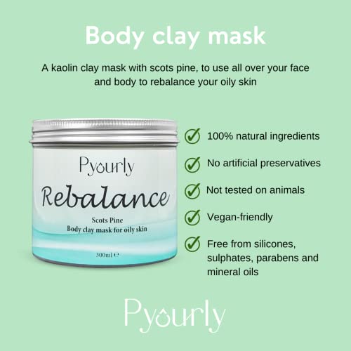 Pyourly Rebalance Face & Body Clay Mask – Combination and Oily Skin Cleanser – Removes Dead Cells, and Moisturizes Skin – Simple Clay Mask - Image 3