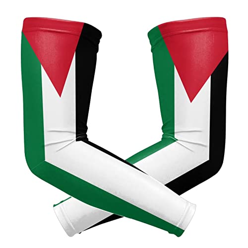 ZGXJJPP Flag Of Palestine Arm Sleeves for Men or Women Compression Cooling Ice Silk UV Sun Protection Arm Sleeves Sports Protection Tattoo Cover Sleeves