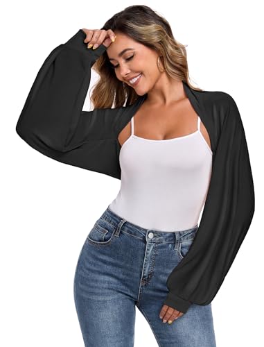 Image of ZAFUL Women's Sheer Shrug Y2K Long Sleeve Cardigans 2026 Irregular Tie Front Bolera
