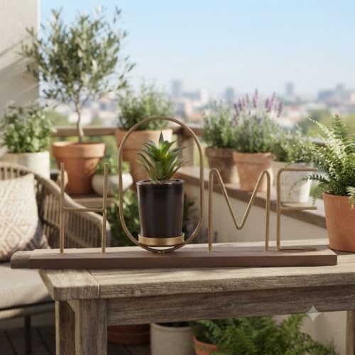 Image of Metal Home Letter Decorative Artificial Succulent Plant for Table Top