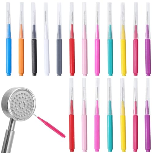 Image of CREATCABIN 60Pcs 12 Colors Shower Head Cleaner Brush Showerhead Cleaning Picks Plastic Colorful Assorted Tiny Mini Non Clogging Brushes Tools Accessories for Bathroom Small Hole Gap Nozzles Clean