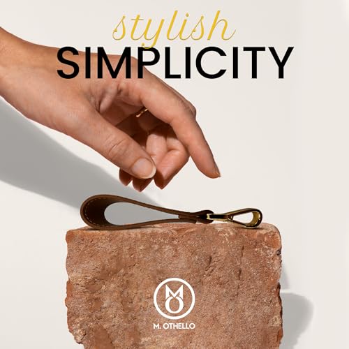 Image of M.Othello Handmade Italian Leather Keychain - 100% Authentic Calf Skin, Gold Hardware, Unisex, Elegant & Timeless Design for Effortless Style in Brown