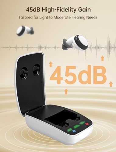 OTC Hearing Aids, Rechargeable Hearing Aids for Seniors with Hearing Loss,Auto Dryer,200H Charging Case,Noise Cancellation,4 Smart Modes,Fashionable and Comfortable,Black - Thumbnail 5