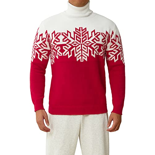 Ugly Christmas Sweater Family Matching Christmas Outfit Turtleneck Snowflakes Holiday Knitted Pullover for Adult Kids3