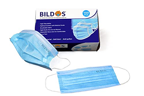 Bildos 3Ply Non-Woven Fabric Disposable Anti-pollution Dust Mask With Nose Clip for Unisex