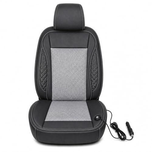 Image of Car Ventilated Cooling Seat Cushion Cover with 10 Powerful Fans & 3 Adjustable Cooling Levels, Leather Universal Fit for All Cars (Gray, Pack of 2 Ventilated Cooling Seat)