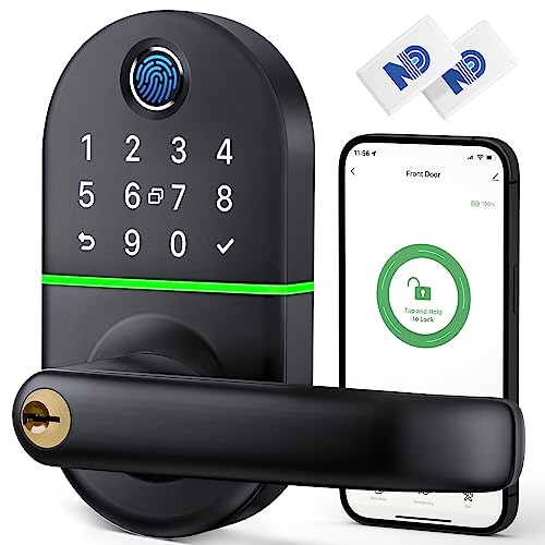 Smart Door Lock with Handle: Fingerprint Door Lock - Keyless Entry Door Lock for Front Door - Digital Door Lock with Keypad - Easy Installation - WiFi Door Lock with APP Control Smart Door Lock with Handle: Fingerprint Door Lock - Keyless Entry Door Lock for Front Door - Digital Door Lock with Keypad - Easy Installation - WiFi Door Lock with APP Control