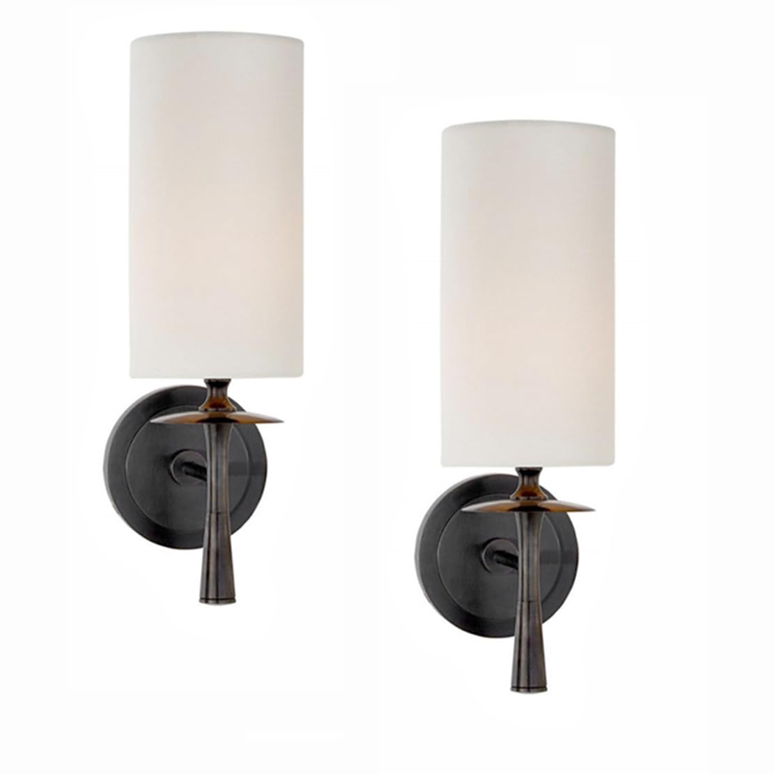 STUIJKVSZ Wall Sconces Set of Two, Black and Brass d Light, Modern Fixtures with Fabric Lampshade, Vanity, Farmhouse Lamp for Mirror Living Room Beside