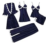 ❤Anlass - Dieser Schlafanzug ist geeignet für Sommer, Herbst und Frühling. Das elegante Design ist süß und sexy und kann Ihren perfekten Körper zeigen. Leichter und bequemer, seidiger Bademantel eignet sich zum Schlafen und für zu Hause. Tolle Morgenmantel für Damen. Ideale Begleiter auf Reisen, für eine Spa-Auszeit, in der Sauna oder zu Hause. Dieses Dessous-Set ist die beste Wahl als Nachtwäsche mit einem passenden Spitzengewand für einen kompletten Nachtkleidungsstil.