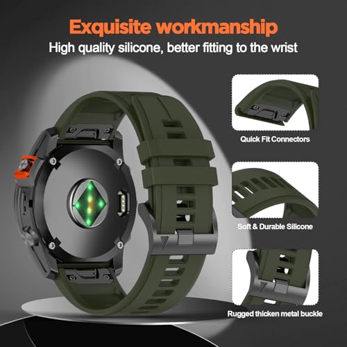 Image of XMUXI Compatible with Garmin Fenix 7X Pro Watch Band,Silicone Sport Strap 26mm for Fenix 8 51mm /Fenix 7X,6X,6X Pro,5X,5X Plus,3 HR,Tactix,Enduro,Instinct 2X,Quatix 3(No Watch)
