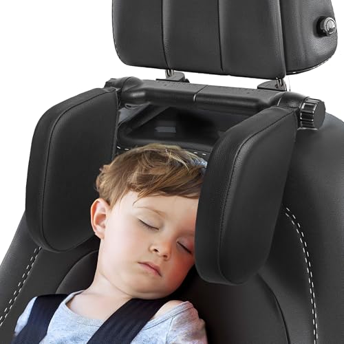 Car Headrest Pillow, Adjustable Head Rest Pillow for Car, Car Seat Neck Support for Kids and Adults, Car Seat Headrest Fit for Car Seat with Bar (Black)