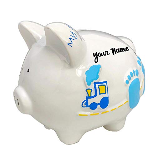 Knextion, Inc Personalized Baby Boy My First Coin Bank - Little Piggy Money Bank with Custom Name Knextion, Inc Personalized Baby Boy My First Coin Bank - Little Piggy Money Bank with Custom Name
