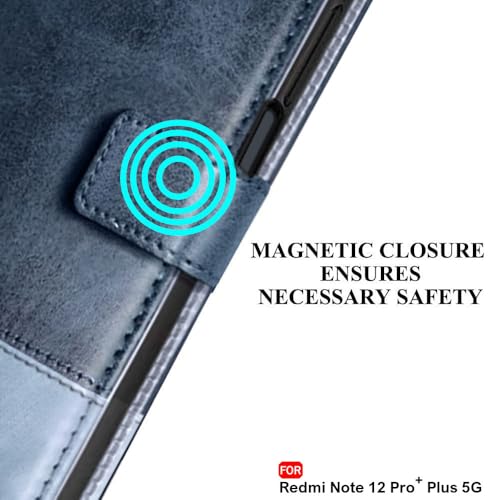 Image of TheGiftKart Flip Back Cover Case for Mi Redmi Note 12 Pro Plus 5G | Dual-Color Leather Finish | Inbuilt Stand & Pockets | Wallet Style Flip Cover for Redmi Note 12 Pro Plus (Faux Leather, Blue & Sky)