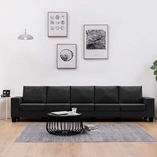 UnfadeMemory Sofá de Salon,Sillón Sofá,Decoración de Hogar Habitación o Oficina,Tapicería de Tela (Negro, 5 plazas-310x70x75cm)