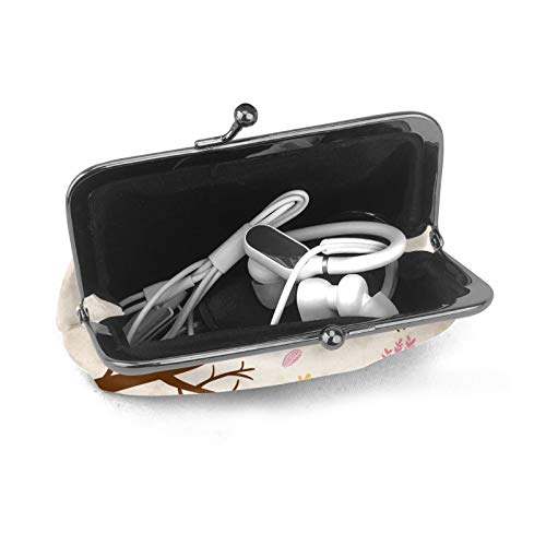 Cute Owls Women's Leather Coin Purse, Small Change Pouch With Kiss-Lock Clasp Closure Buckle Wallet For Girl Gift #TOP3