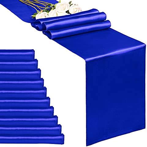 LYAFS 10-Pack Royal Blue 12 x 108 inches Long Premium Satin Table Runner for Wedding, Decorations for Birthday Parties, Banquets, Graduations, Engagements, Table Runners fit Rectange and Round Table Cover